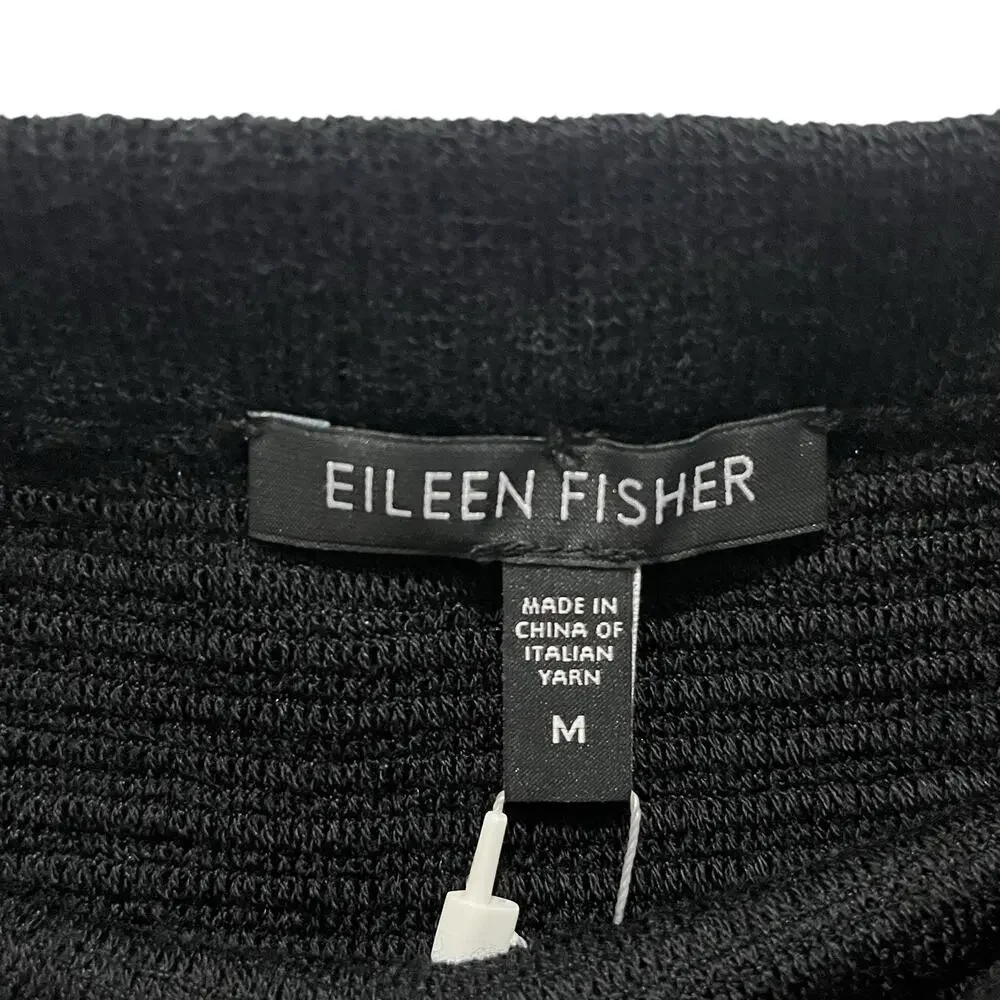 Eileen Fisher Skirt Women Size M Black Ribbed Wool Blend New Short Stretch Knit